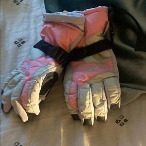 Women's Pink and White Gloves